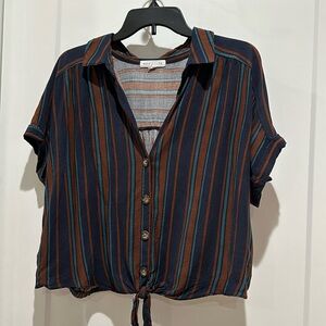 Striped Button up crop top